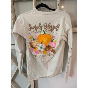 Simply Southern size small long sleeve tee t-shirt fall pumpkins